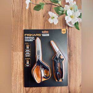 NEW Gardening Lot of 2 Fiskars PRO Heavy Duty 8” Scissors Shears & Utility Snips